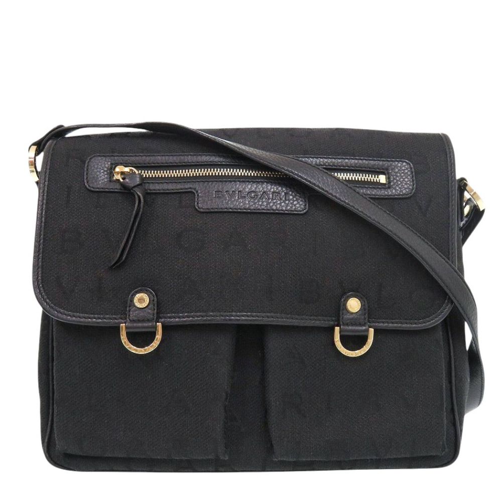 Bvlgari Logo Mania Canvas Black Shoulder