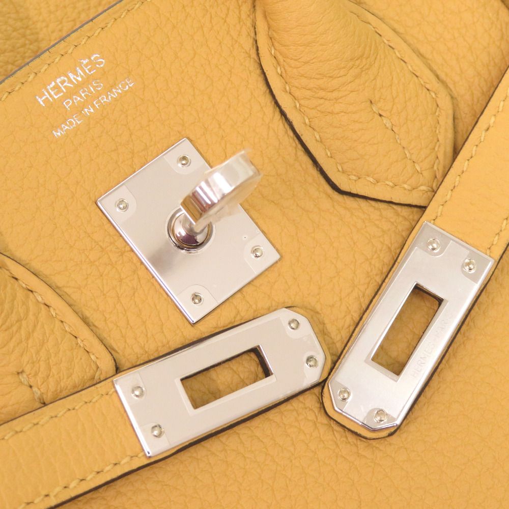 Hermes Birkin 25 Togo Paille Silver Handbag Yellow — view 8
