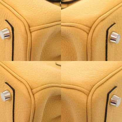 Hermes Birkin 25 Togo Paille Silver Handbag Yellow — view 5