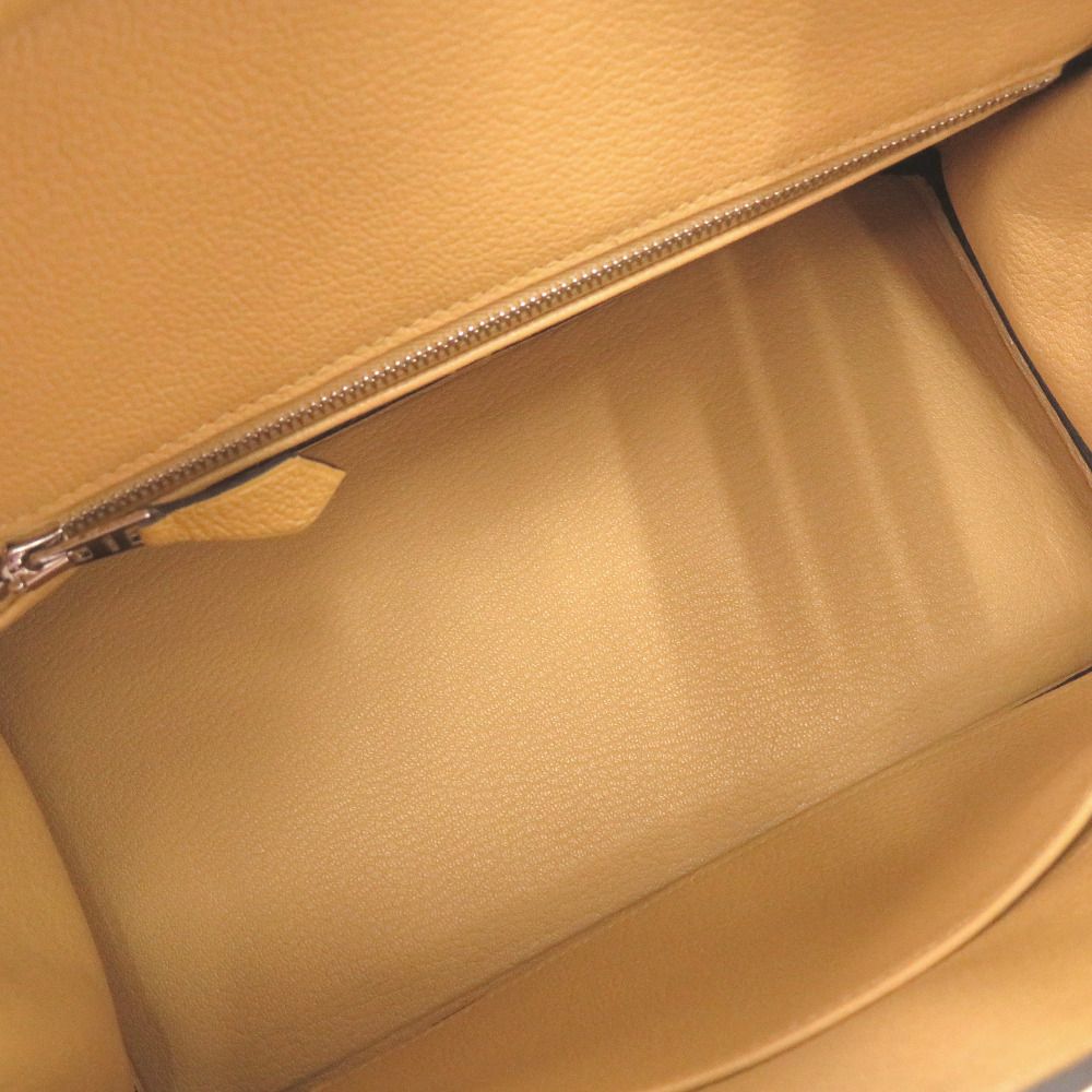Hermes Birkin 25 Togo Paille Silver Handbag Yellow — view 7