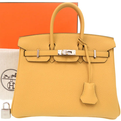 Hermes Birkin 25 Togo Paille Silver Handbag Yellow — view 2