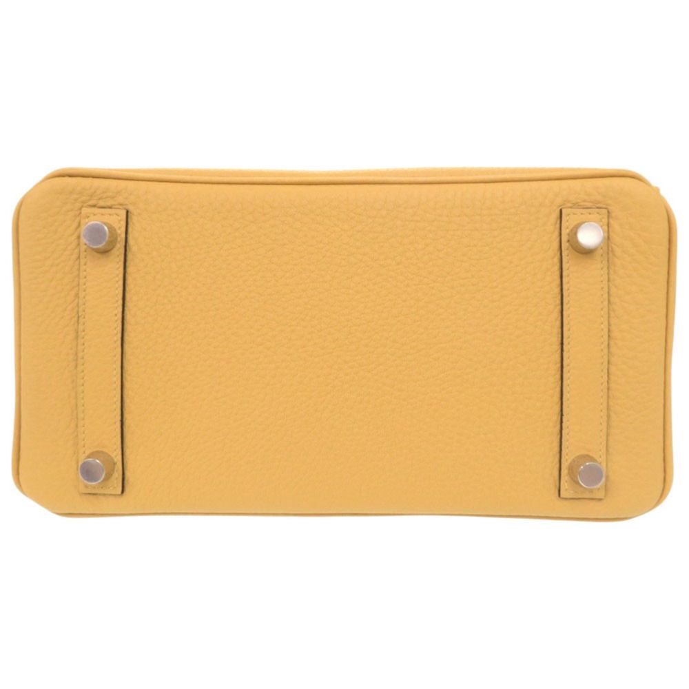 Hermes Birkin 25 Togo Paille Silver Handbag Yellow — view 4
