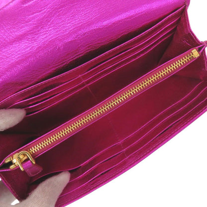 Miu Miu Miu Bifold Wallet Gold Leather Metallic Pink — view 5