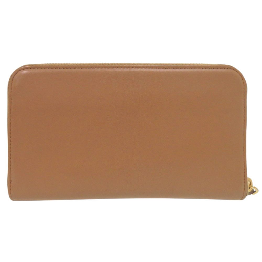 Prada Zip Around Gold Leather Caramel Brown Wallet — view 3