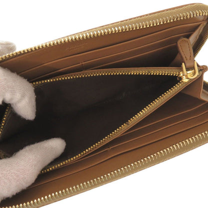Prada Zip Around Gold Leather Caramel Brown Wallet — view 5