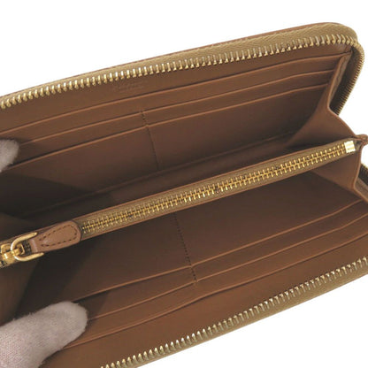 Prada Zip Around Gold Leather Caramel Brown Wallet — view 4