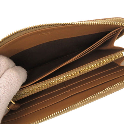 Prada Zip Around Gold Leather Caramel Brown Wallet — view 6