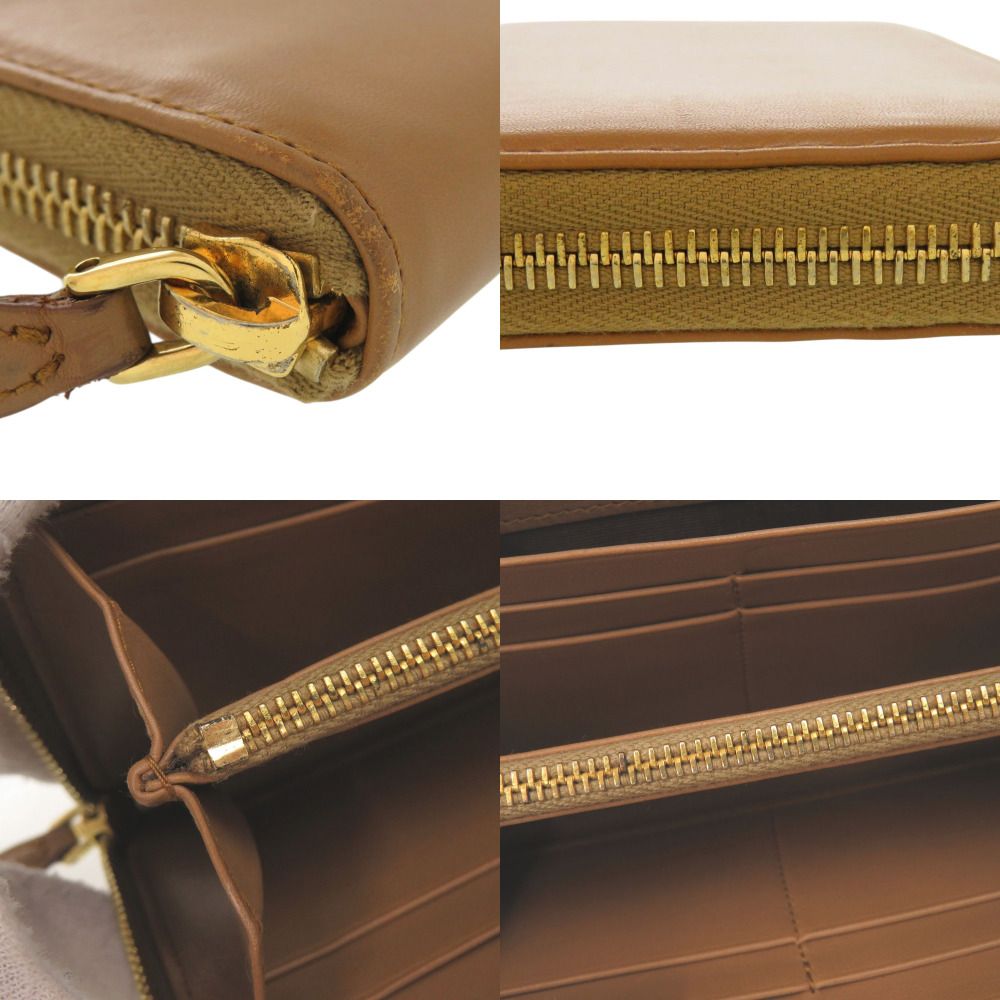 Prada Zip Around Gold Leather Caramel Brown Wallet — view 9