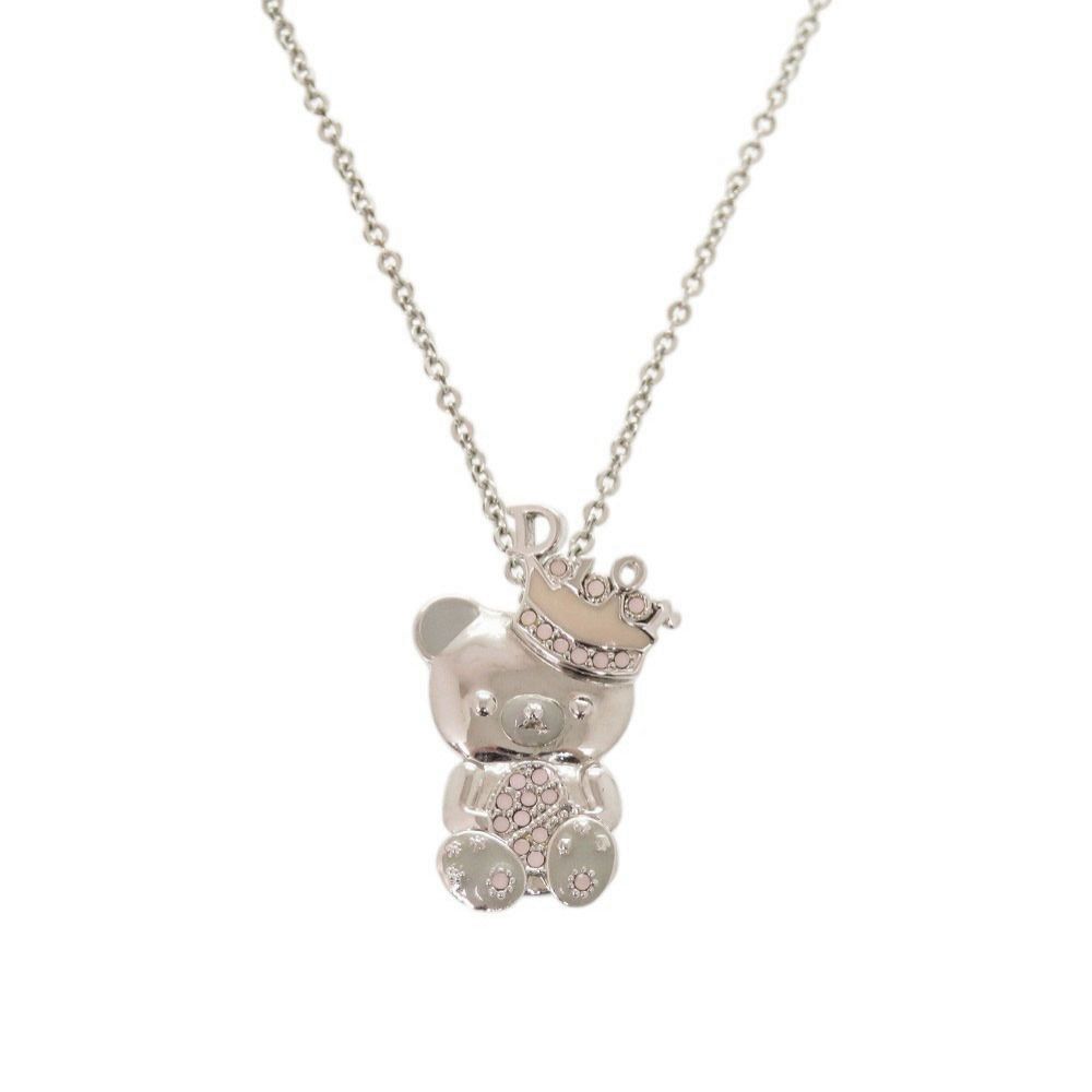 Dior Teddy Bear Crown Metal Silver Necklace