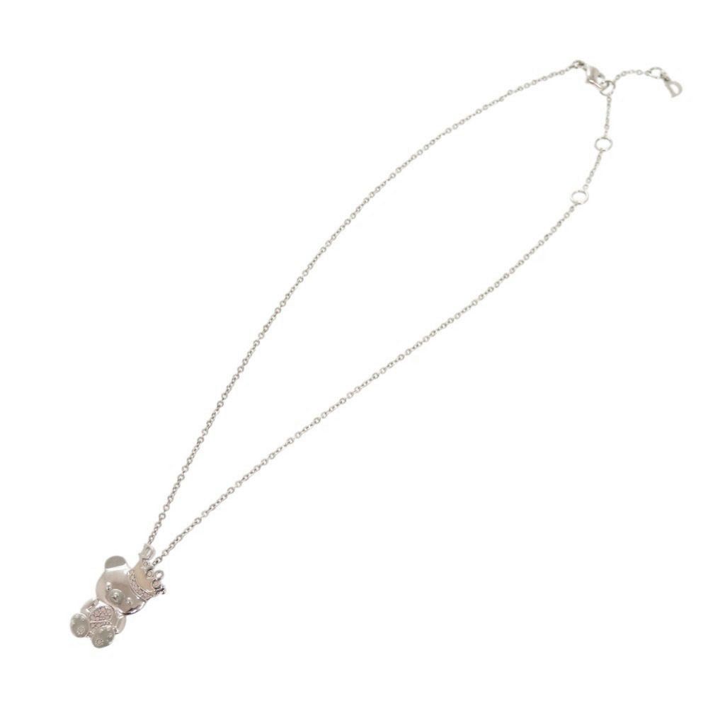 Dior Teddy Bear Crown Metal Silver Necklace — view 3