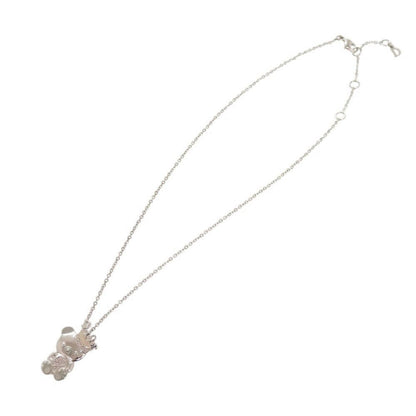 Dior Teddy Bear Crown Metal Silver Necklace — view 3