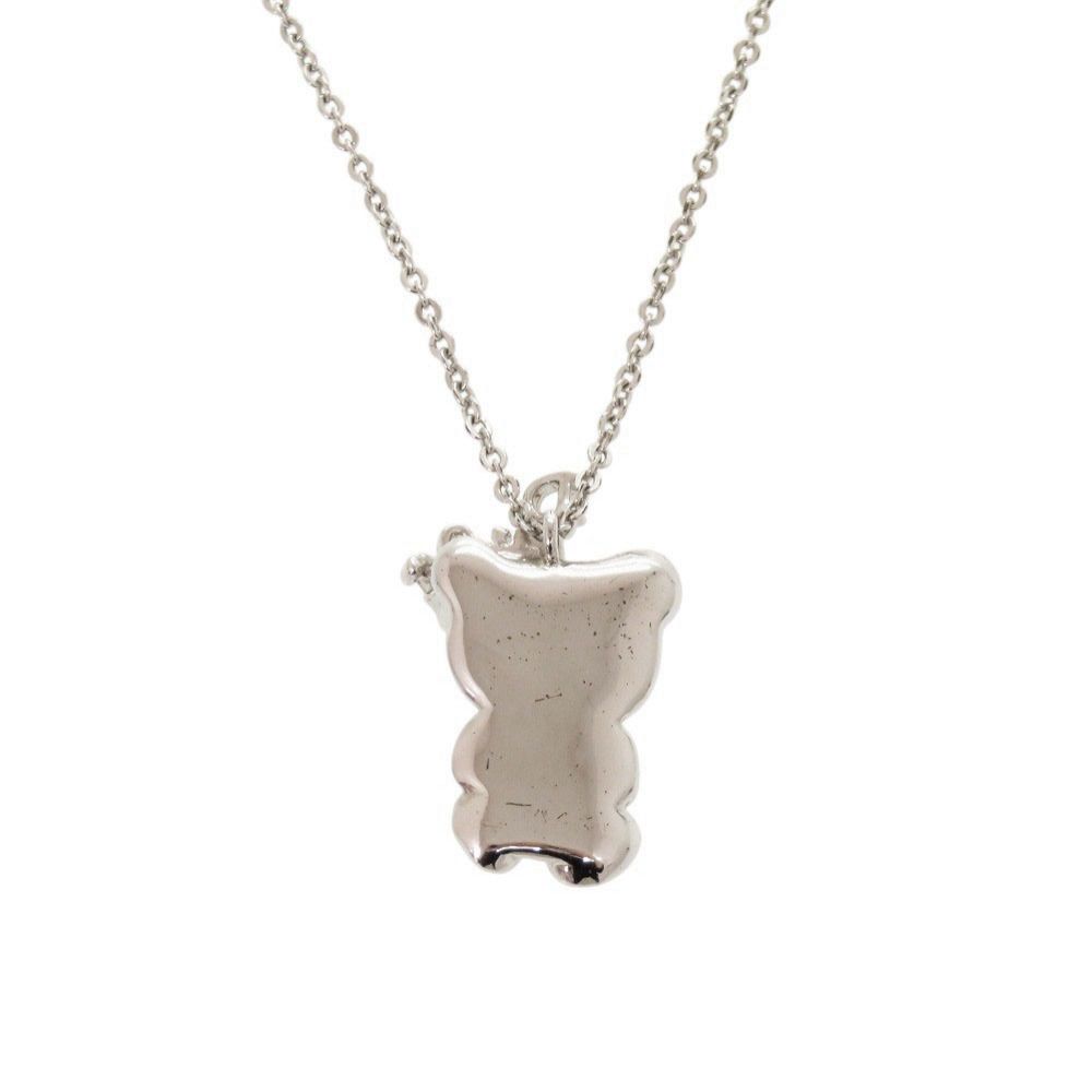 Dior Teddy Bear Crown Metal Silver Necklace — view 2