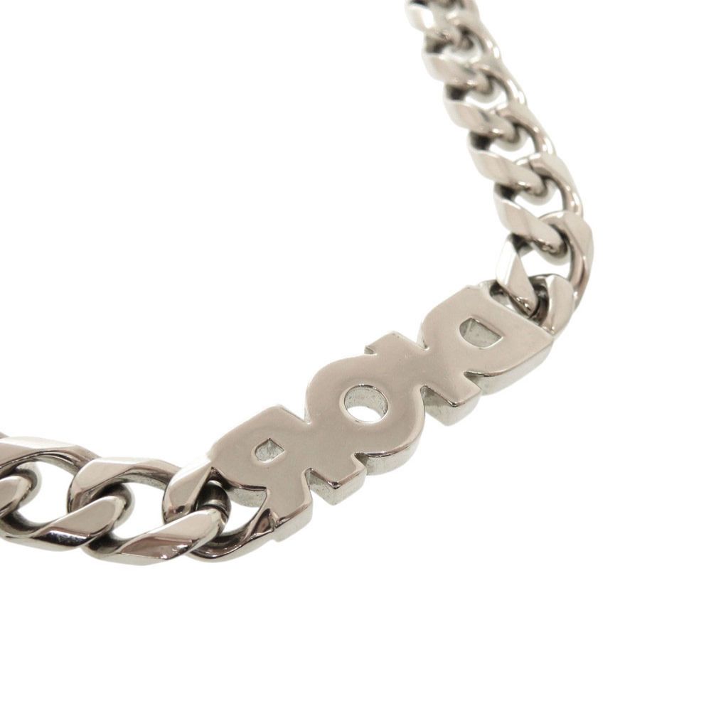 Dior Chain Link Brass Rhinestone Silver Necklace — view 4