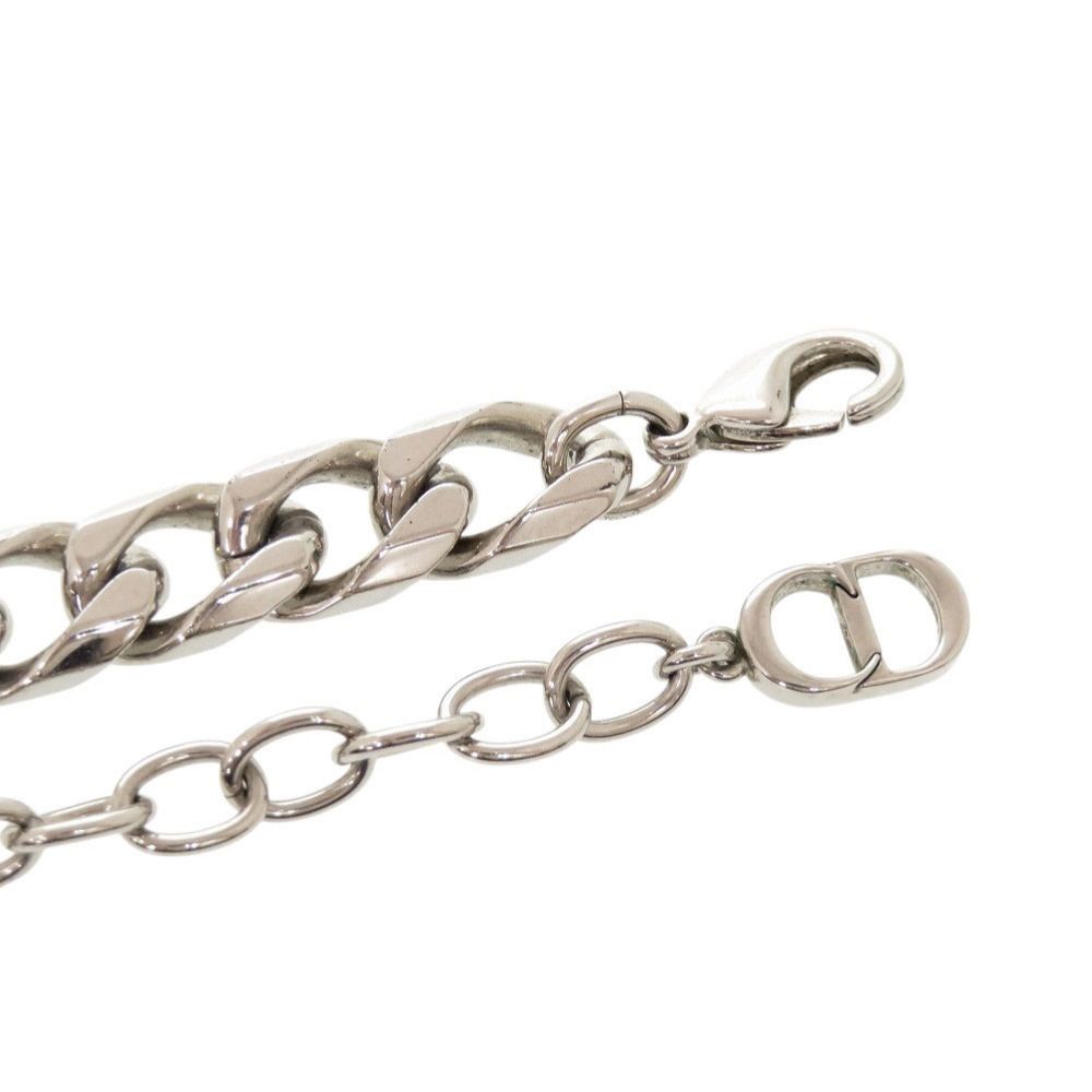 Dior Chain Link Brass Rhinestone Silver Necklace — view 6