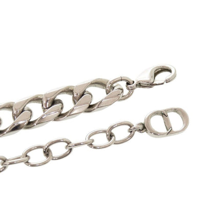 Dior Chain Link Brass Rhinestone Silver Necklace — view 6