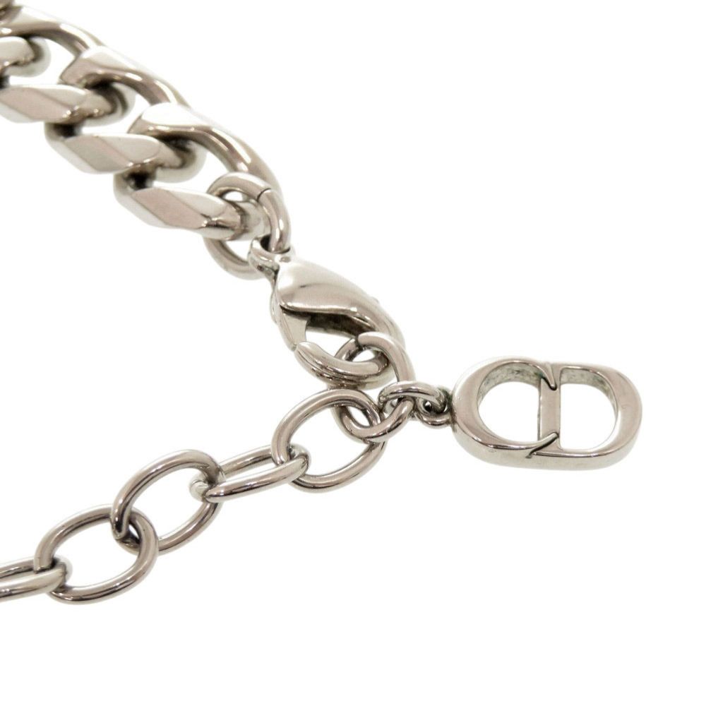 Dior Chain Link Brass Rhinestone Silver Necklace — view 5