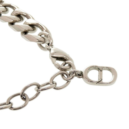 Dior Chain Link Brass Rhinestone Silver Necklace — view 5