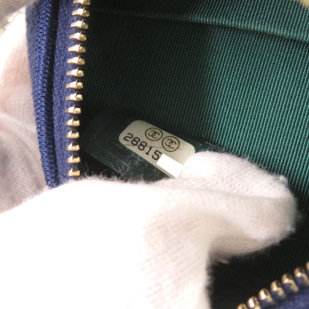 Chanel CC Logo Quilted Round Cotton Gold Blue Chain Shoulder — view 7