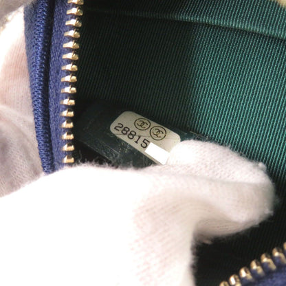 Chanel CC Logo Quilted Round Cotton Gold Blue Chain Shoulder — view 7