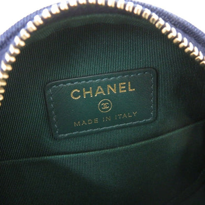 Chanel CC Logo Quilted Round Cotton Gold Blue Chain Shoulder — view 6
