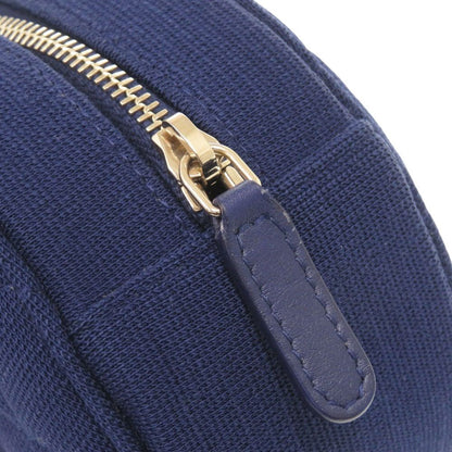 Chanel CC Logo Quilted Round Cotton Gold Blue Chain Shoulder — view 8