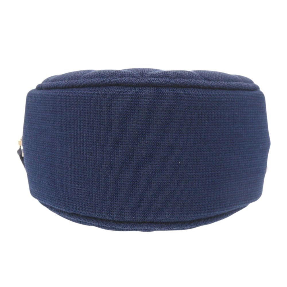 Chanel CC Logo Quilted Round Cotton Gold Blue Chain Shoulder — view 3