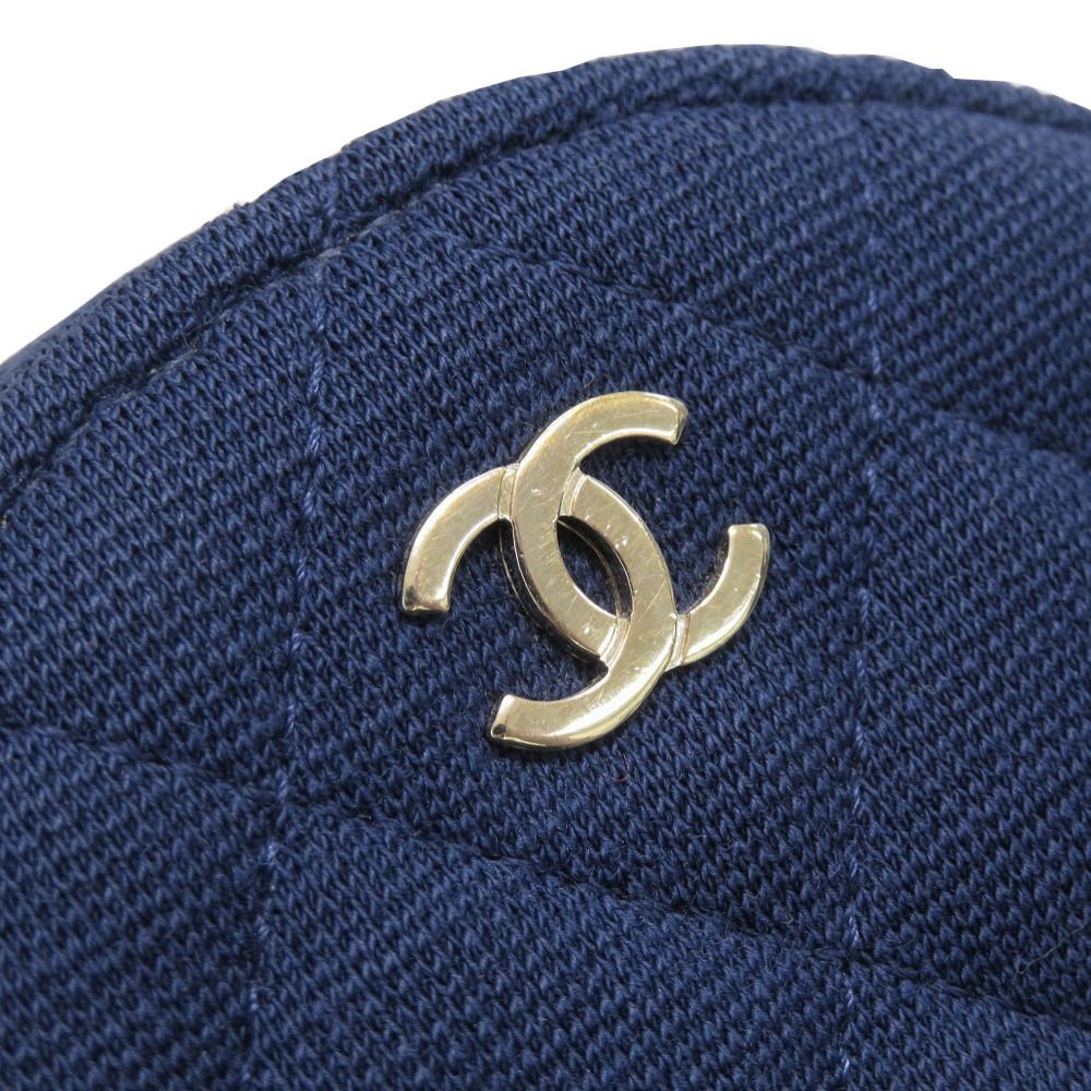 Chanel CC Logo Quilted Round Cotton Gold Blue Chain Shoulder — view 9