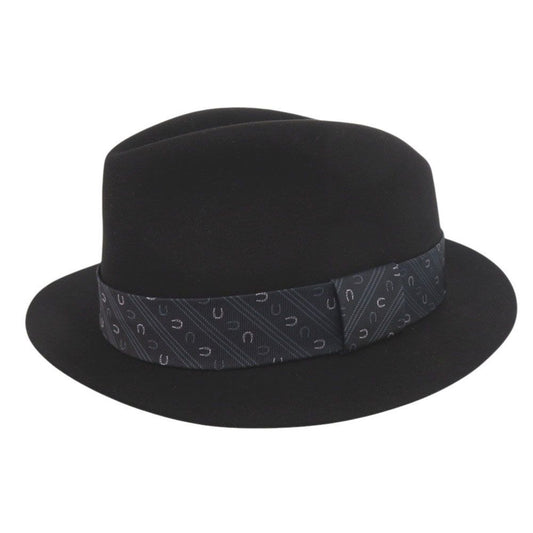 Hermes Beaver Felt Fedora Hat Folded Hat 59 Silk Leather Black Navy Blue