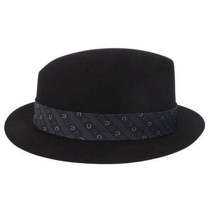 Hermes Beaver Felt Fedora Hat Folded Hat 59 Silk Leather Black Navy Blue — view 4