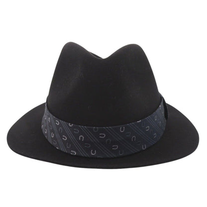 Hermes Beaver Felt Fedora Hat Folded Hat 59 Silk Leather Black Navy Blue — view 3