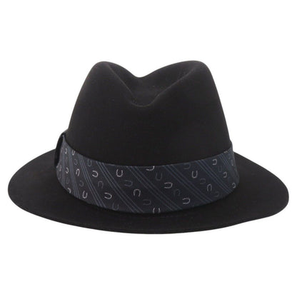 Hermes Beaver Felt Fedora Hat Folded Hat 59 Silk Leather Black Navy Blue — view 5