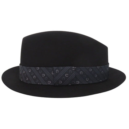 Hermes Beaver Felt Fedora Hat Folded Hat 59 Silk Leather Black Navy Blue — view 6