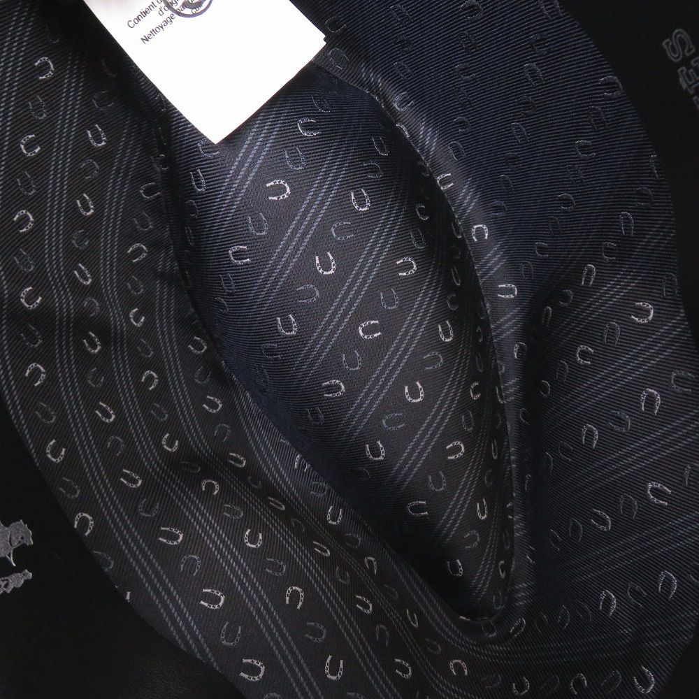 Hermes Beaver Felt Fedora Hat Folded Hat 59 Silk Leather Black Navy Blue — view 8