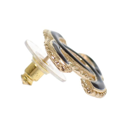 Chanel CC Logo Earrings Metal Gold Black — view 6