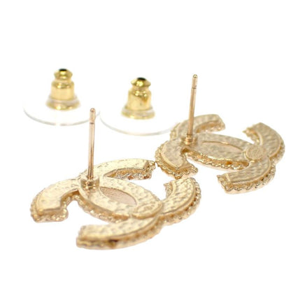 Chanel CC Logo Earrings Metal Gold Black — view 9