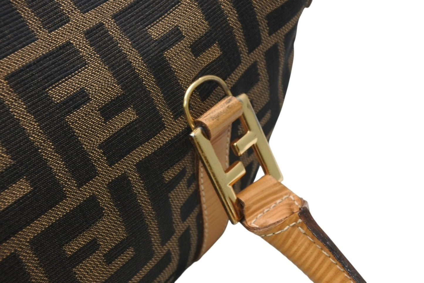 Fendi Zucca 2-Way Handbag Brown Beige Leather Canvas Gold — view 4