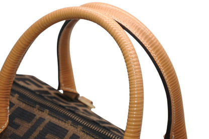 Fendi Zucca 2-Way Handbag Brown Beige Leather Canvas Gold — view 7