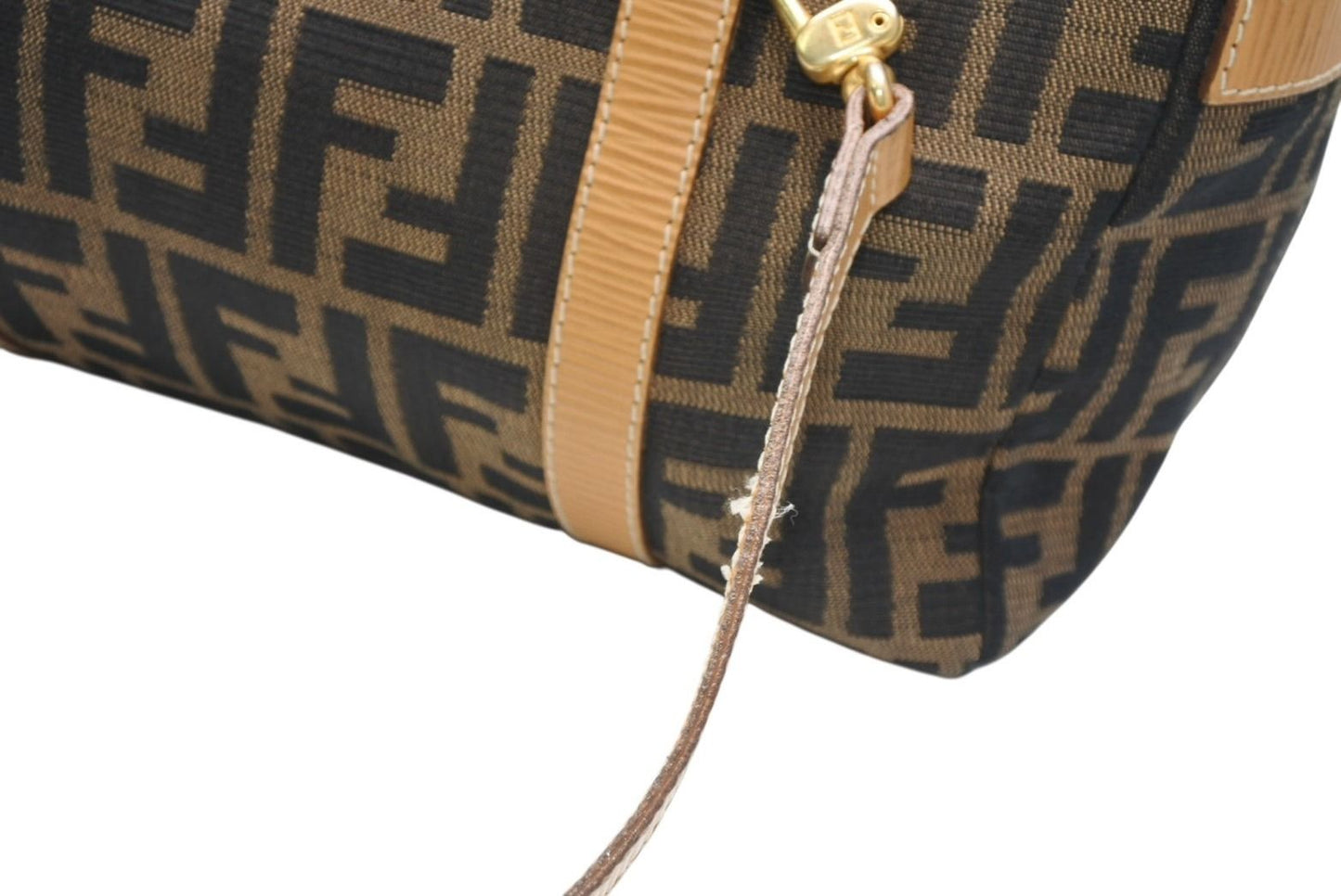 Fendi Zucca 2-Way Handbag Brown Beige Leather Canvas Gold — view 5
