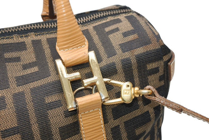 Fendi Zucca 2-Way Handbag Brown Beige Leather Canvas Gold — view 3