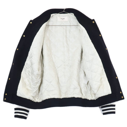 Celine Arm Lambskin Contrast Teddy Varsity Jacket 38 — view 4