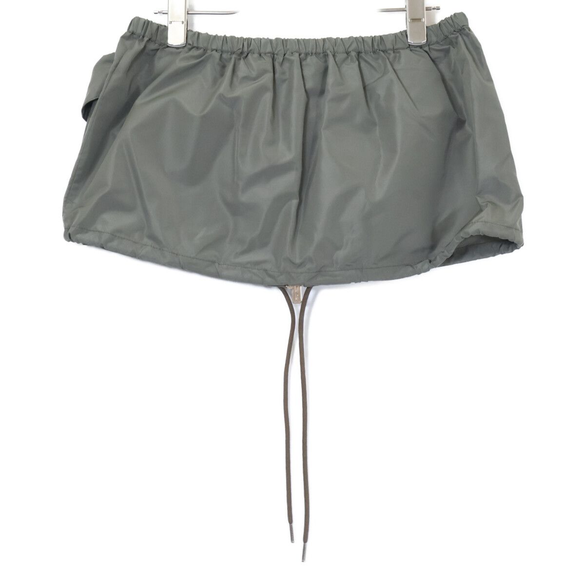 Miu Miu Logo Drawstring Technical Fabric Mini Skirt 36 — view 2