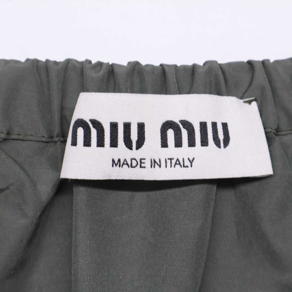 Miu Miu Logo Drawstring Technical Fabric Mini Skirt 36 — view 3