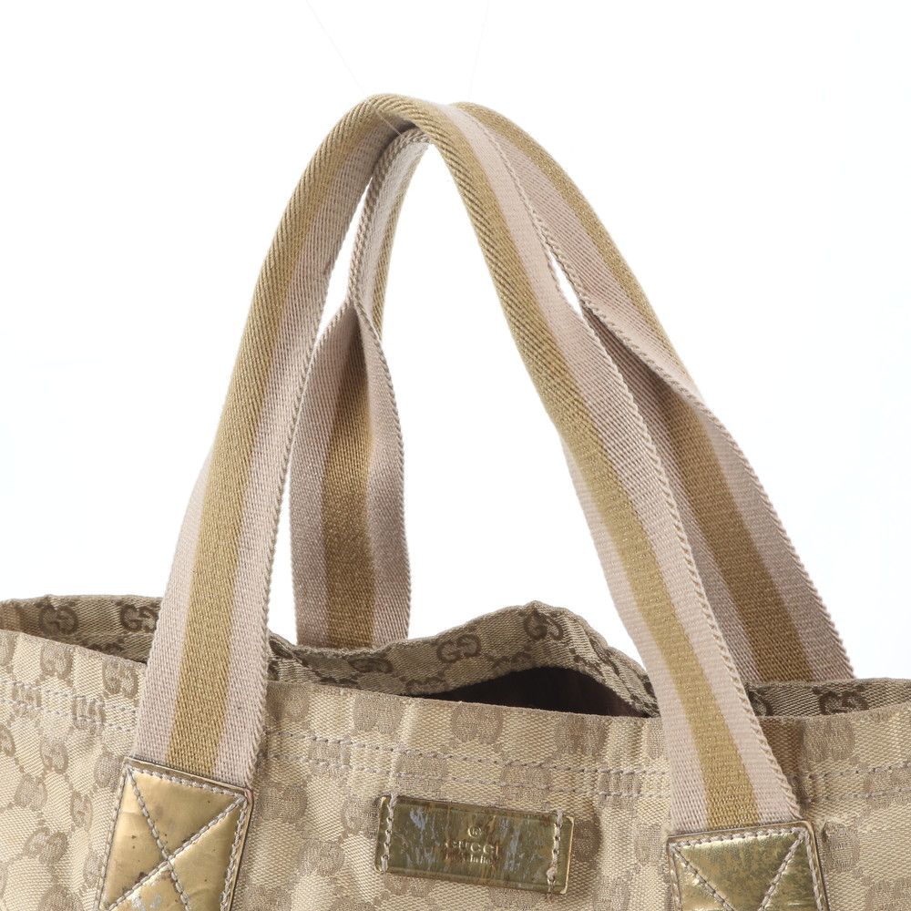 Gucci GG Canvas Leather Tote Shoulder Hand Brown Gold — view 3