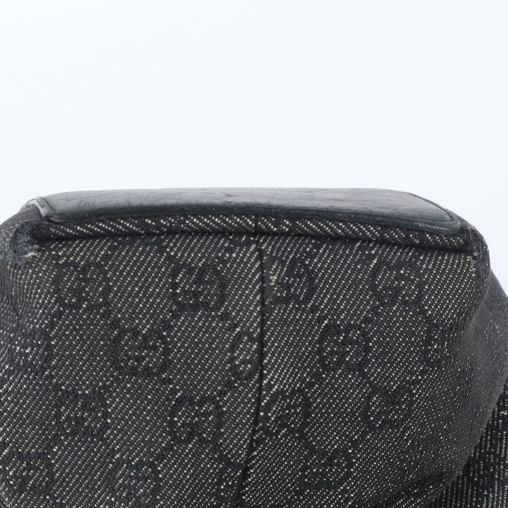 Gucci GG Denim Leather Tote Shoulder Business Document Black — view 8