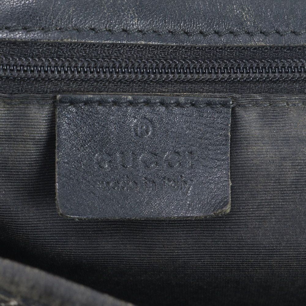 Gucci GG Denim Leather Tote Shoulder Business Document Black — view 9