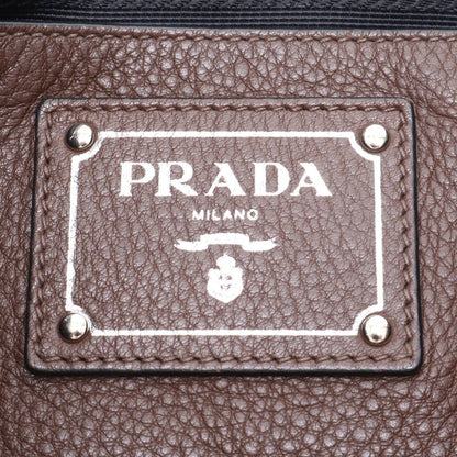 Prada Side Zip Leather Triangle Logo Tote Shoulder Business Brown — view 9