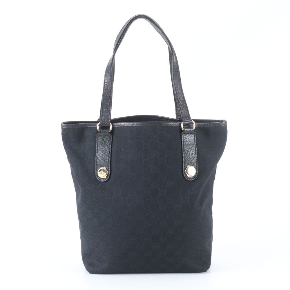 Gucci GG Canvas Leather Tote Shoulder Hand Black — view 3