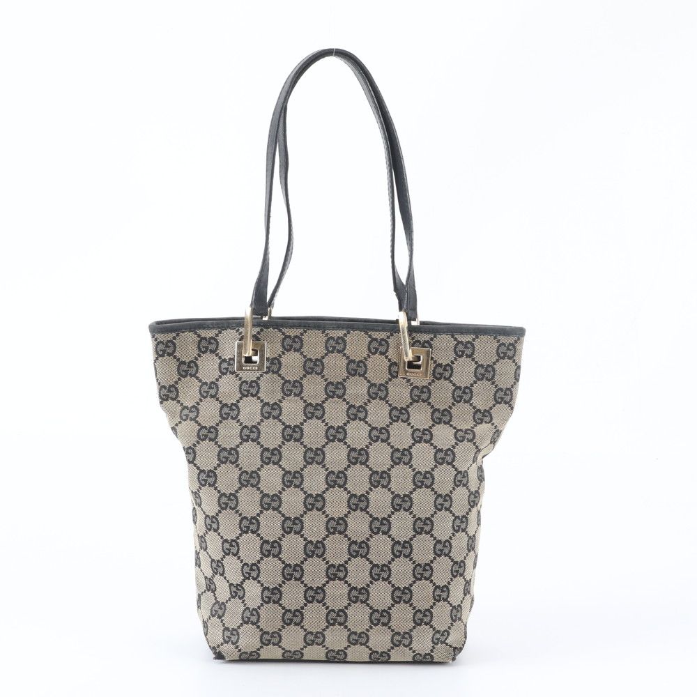 Gucci GG Canvas 002 Leather Tote Shoulder Hand Black — view 3