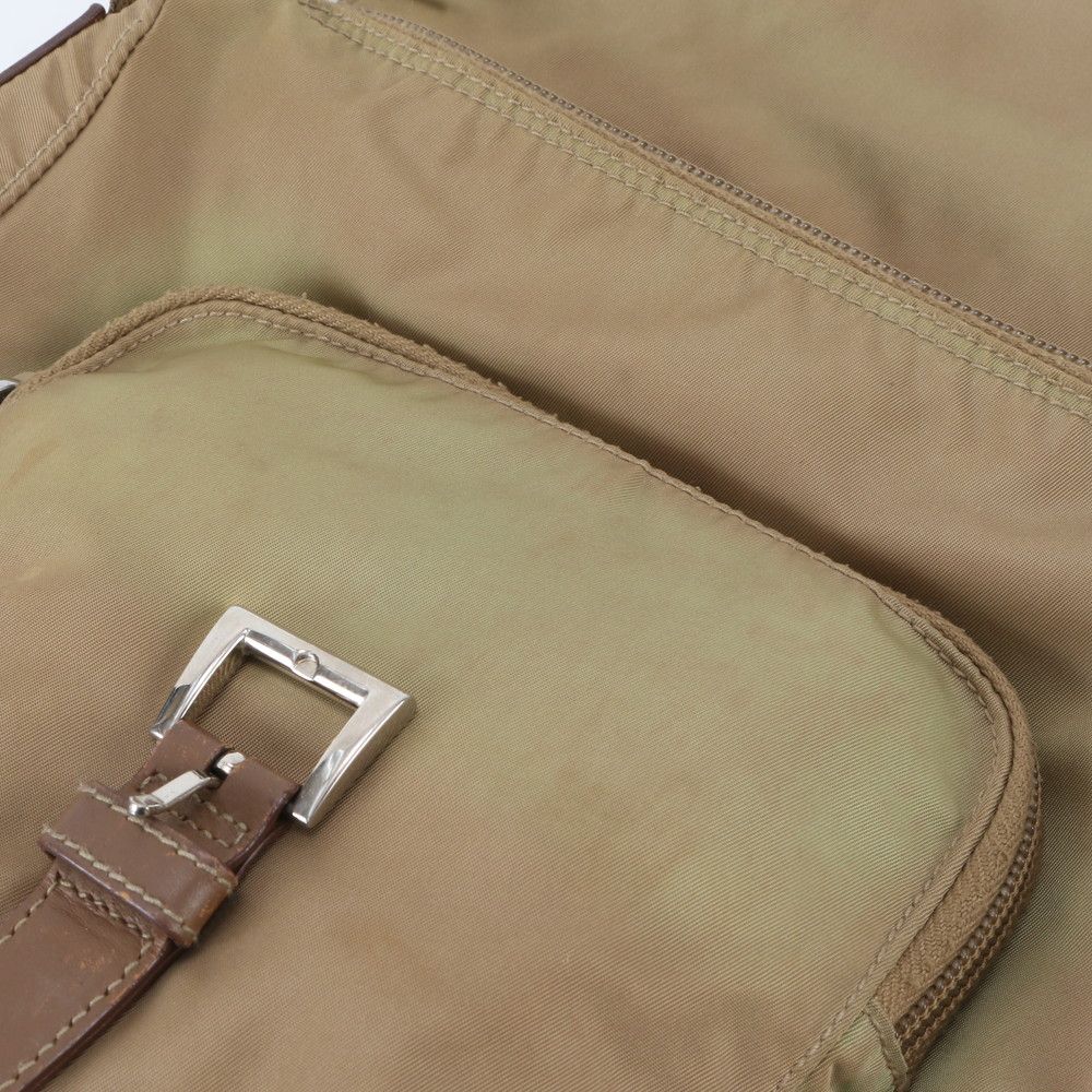Prada Tessuto Nylon Triangle Logo Leather Shoulder Bag Crossbody Messenger — view 8