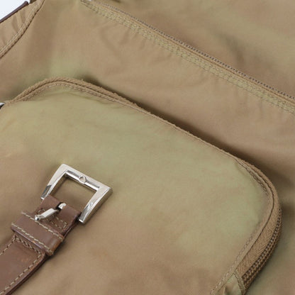 Prada Tessuto Nylon Triangle Logo Leather Shoulder Bag Crossbody Messenger — view 8